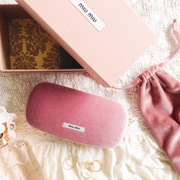 Miu Miu Pink Velvet Hard Sunglasses Case